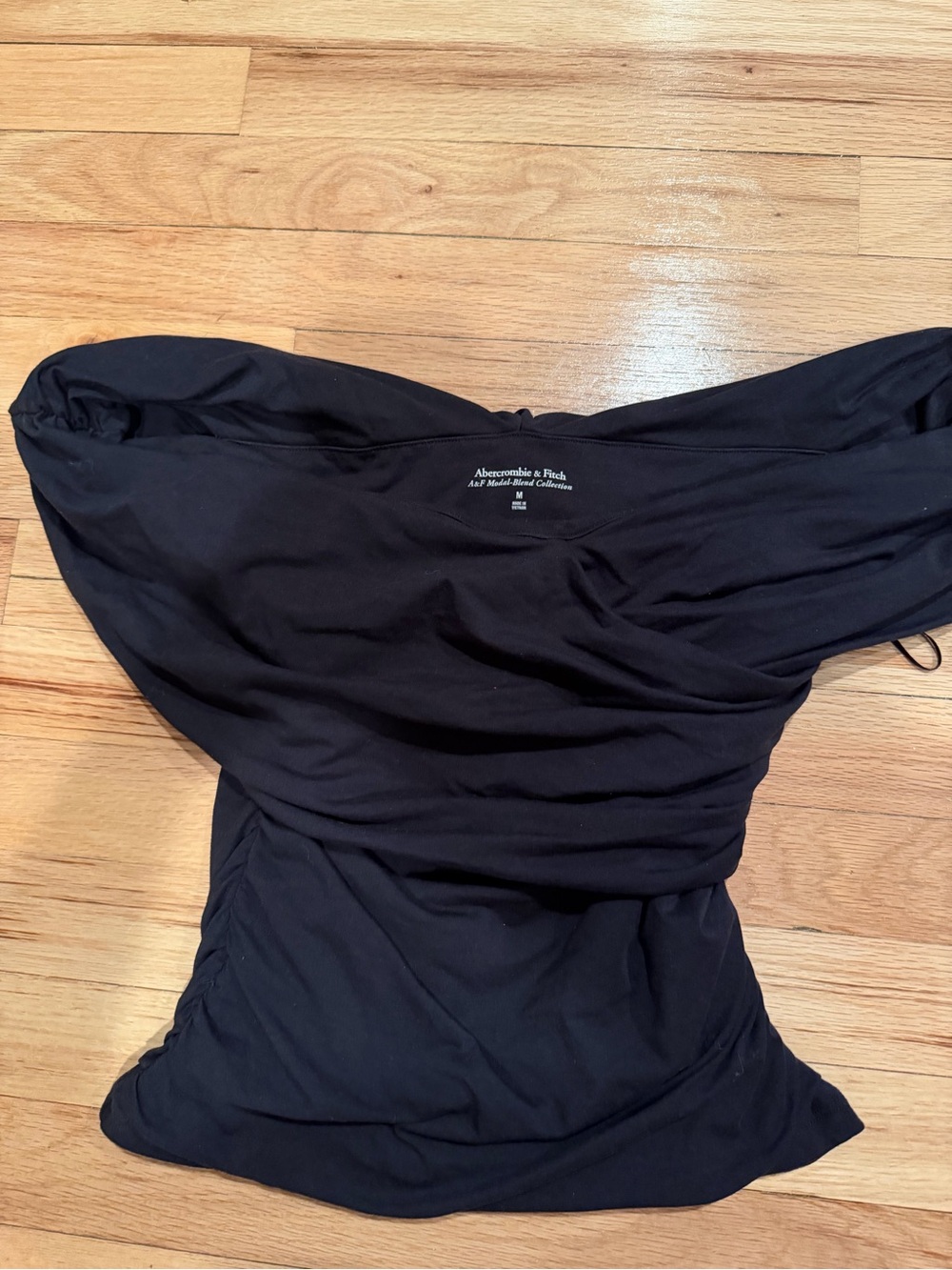 Abercrombie & Fitch Black Cross Cross Off Shoulder Top